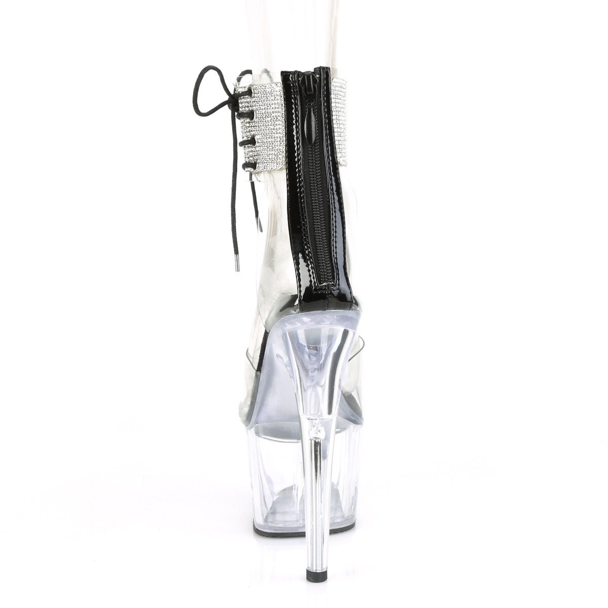 Pleaser Adore-724RS C-B/C - Průhledné boty s páskem přes kotník na vysoké platformě