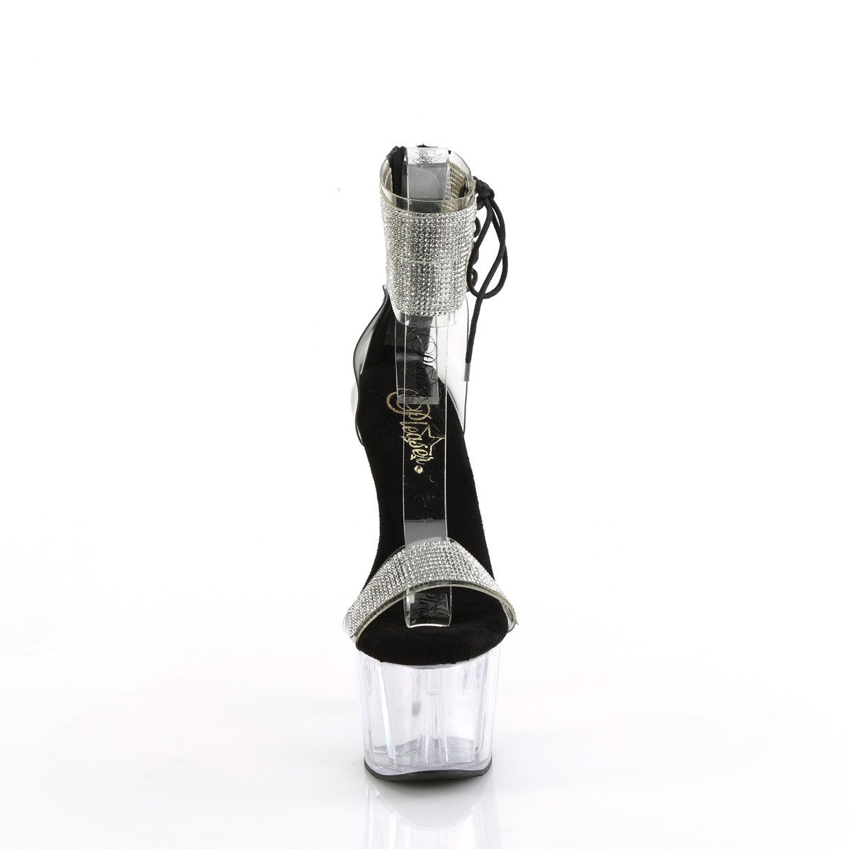 Pleaser Adore-727RS C-B/C - Černé boty s páskem přes kotník na vysoké platformě