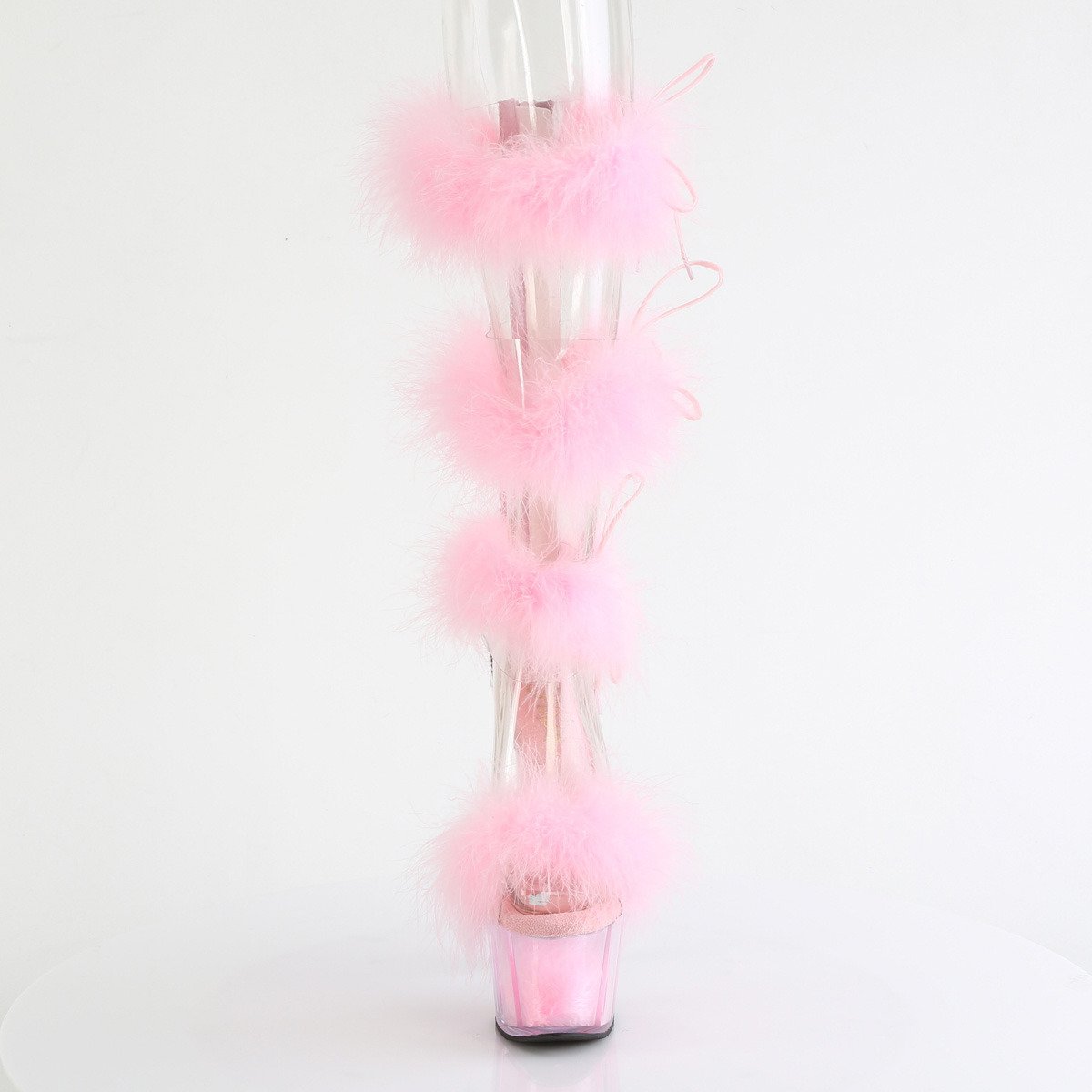 Pleaser Adore-728F C-BPFUR/M - Růžové páskové sandály na vysoké platformě