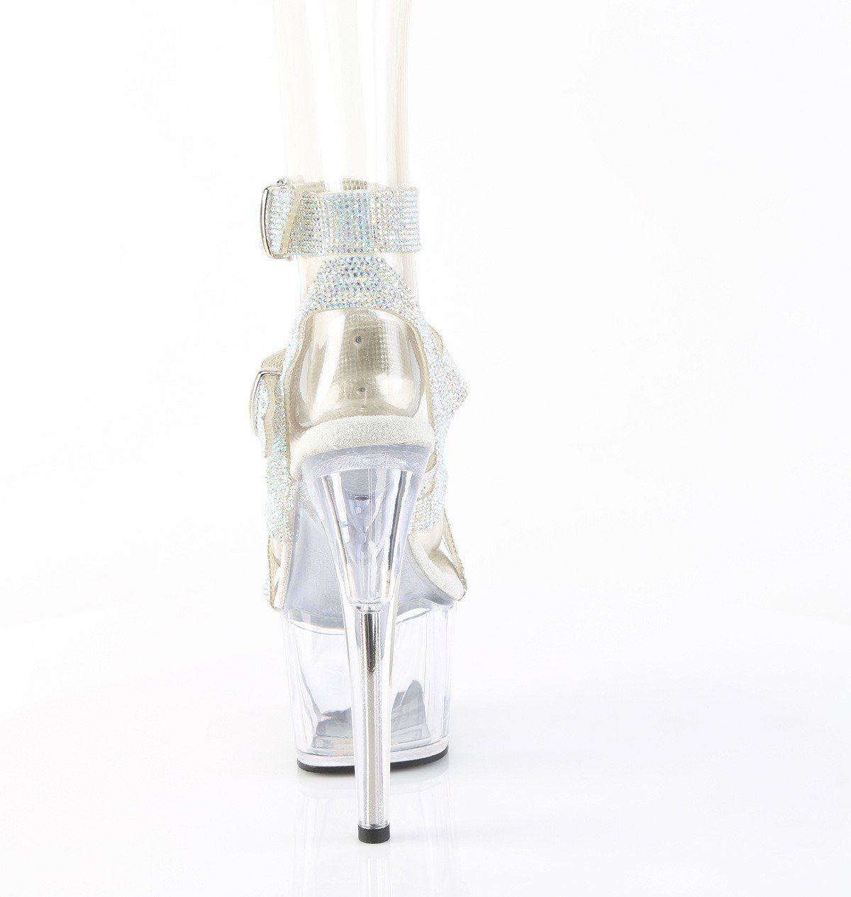 Pleaser Adore-756RS SRS-TPU/C - Stříbrné sandály na vysoké platformě