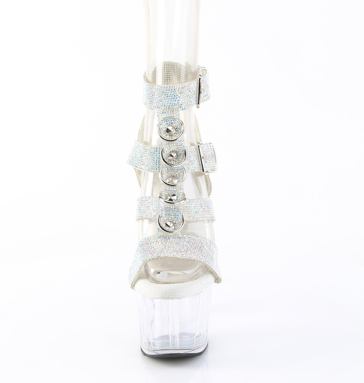 Pleaser Adore-756RS SRS-TPU/C - Stříbrné sandály na vysoké platformě