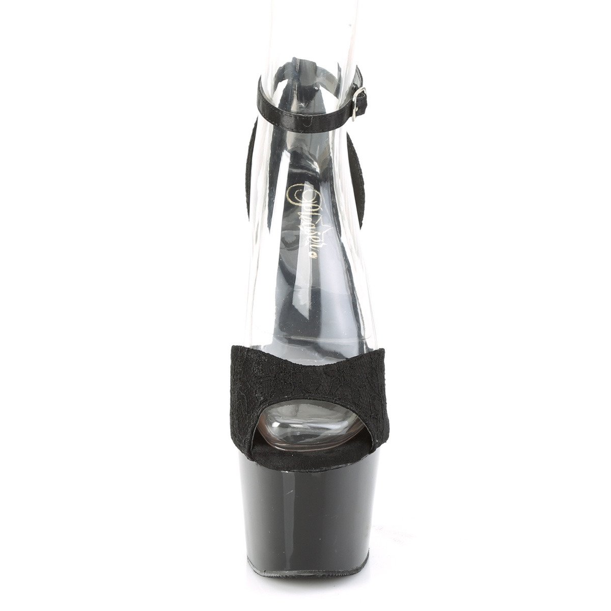 Pleaser Adore-768 BSA-BLC/M - Černé boty s páskem přes kotník na vysoké platformě