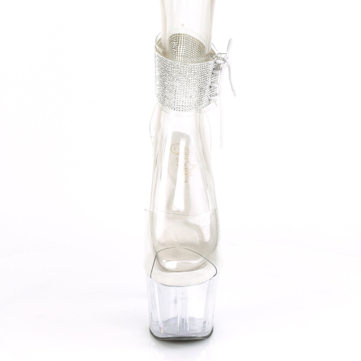 Pleaser Adore-791-2RS C/M - Průhledné boty s páskem přes kotník na vysoké platformě