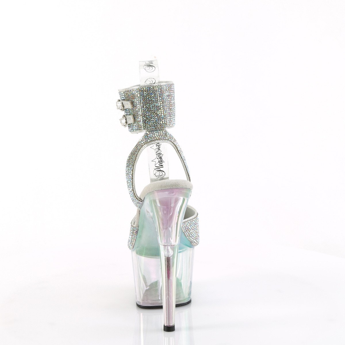 Pleaser Adore-791HTRS SRS/HG - Stříbrné boty s páskem přes kotník na vysoké platformě