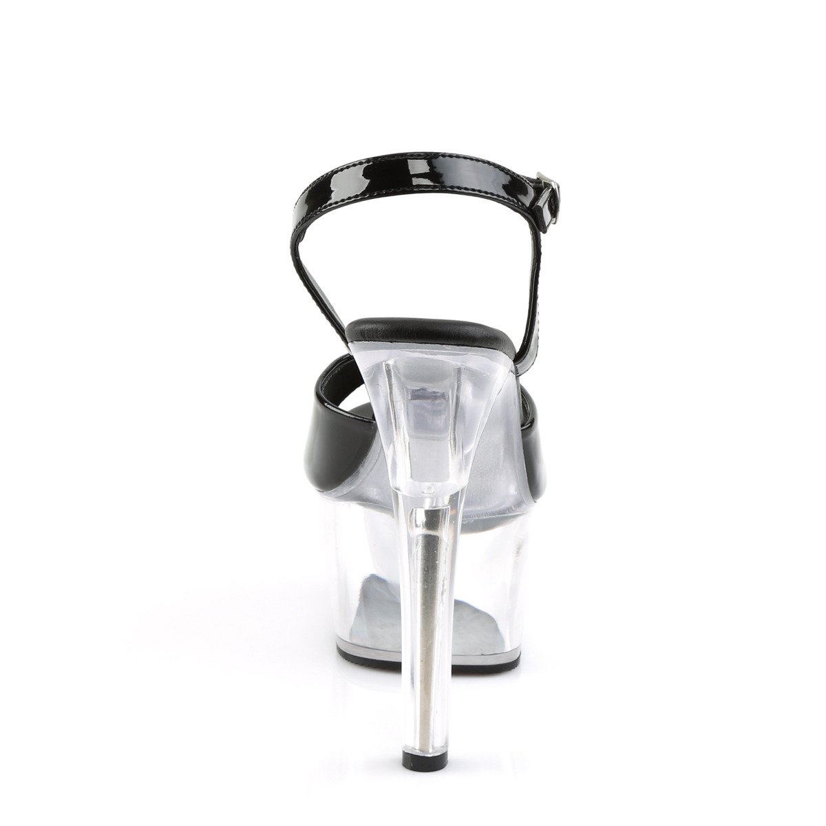 Pleaser Aspire-609 B/C - Lesklé černé sandály na platformě s vysokými podpatky