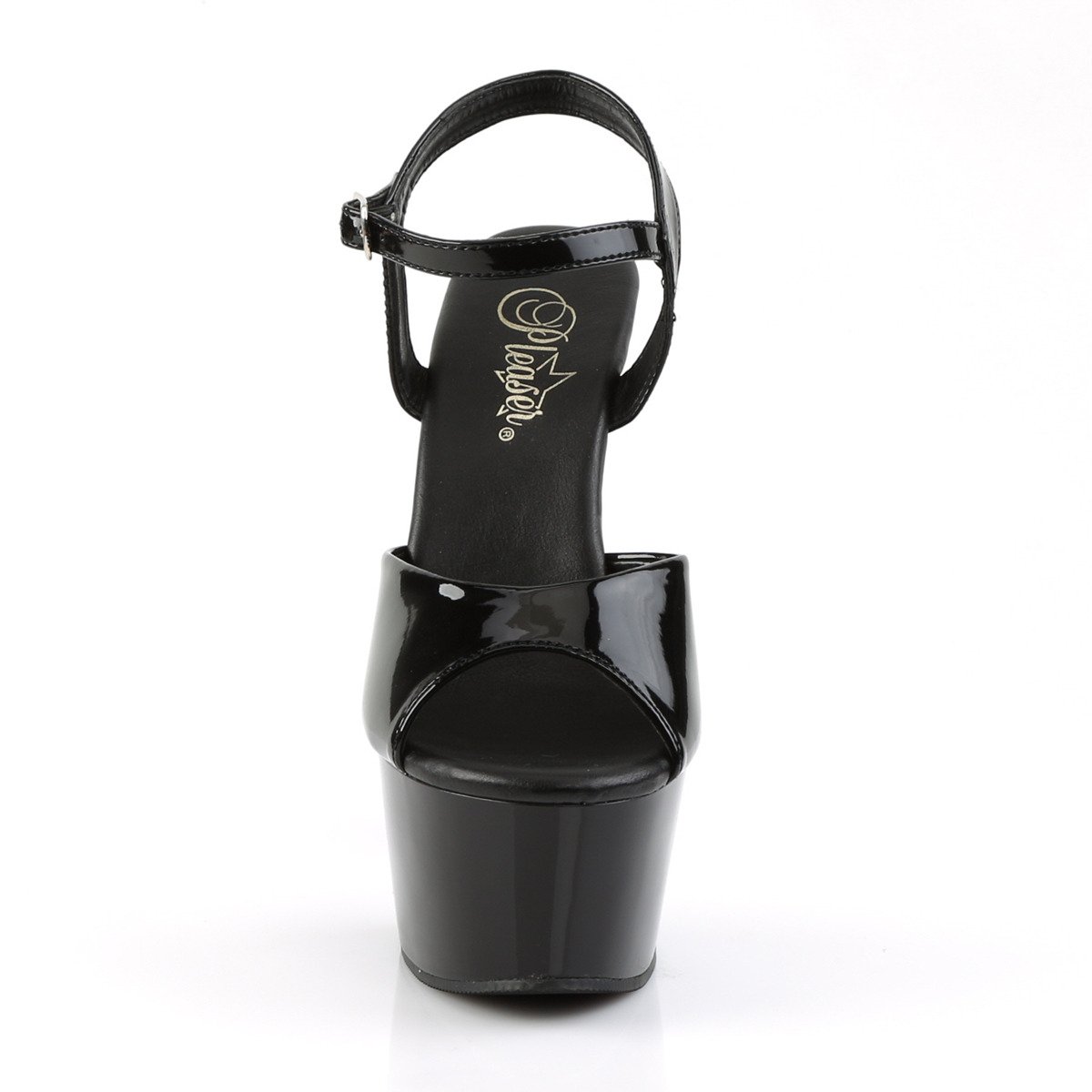 Pleaser Aspire-609 B/M - Lesklé černé sandály na platformě s vysokými podpatky