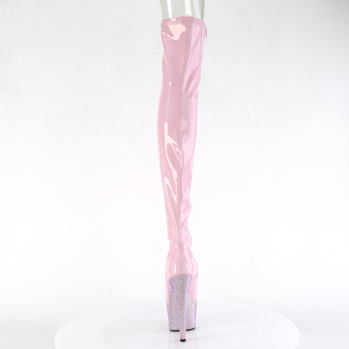 Pleaser Bejeweled-3011-7 BPHG/BPRS - Růžové kozačky s otevřenou špičkou na vysoké platformě