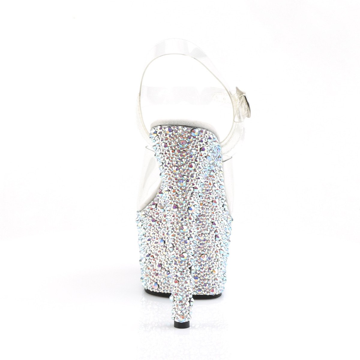Pleaser Bejeweled-708MS C/SRS - Průhledné sandály na vysoké platformě