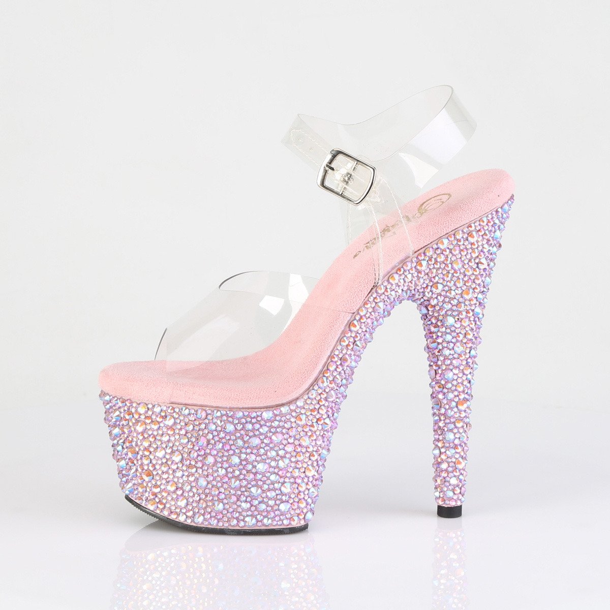 Pleaser Bejeweled-708MS C/BPRS - Průhledné sandály na vysoké platformě
