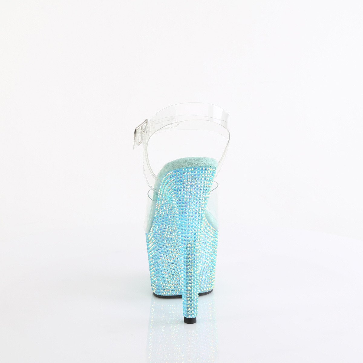 Pleaser Bejeweled-708RRS C/AGQRS - Průhledné sandály na vysoké platformě