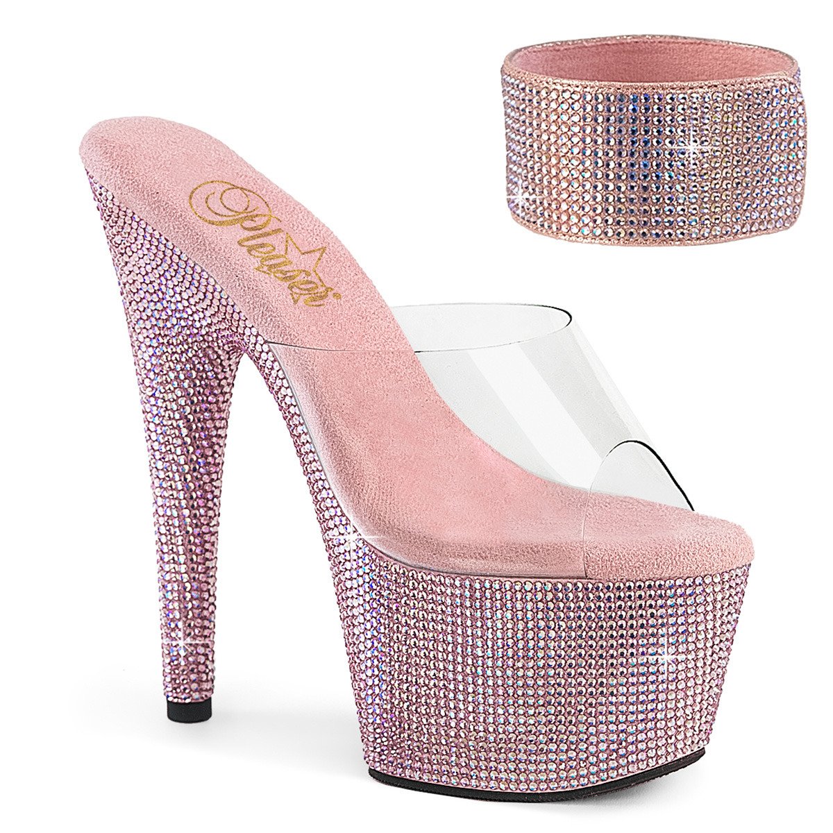 Pleaser Bejeweled-712RS C/BPRS - Průhledné sandály na vysoké platformě