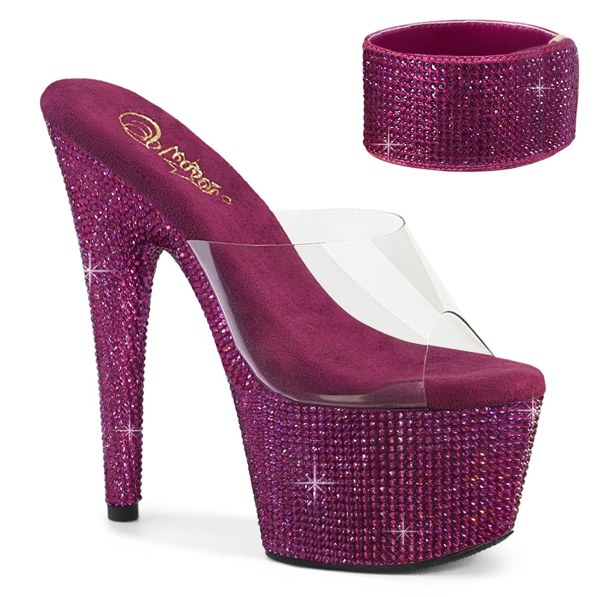 Pleaser Bejeweled-712RS C/FSRS - Průhledné sandály na vysoké platformě