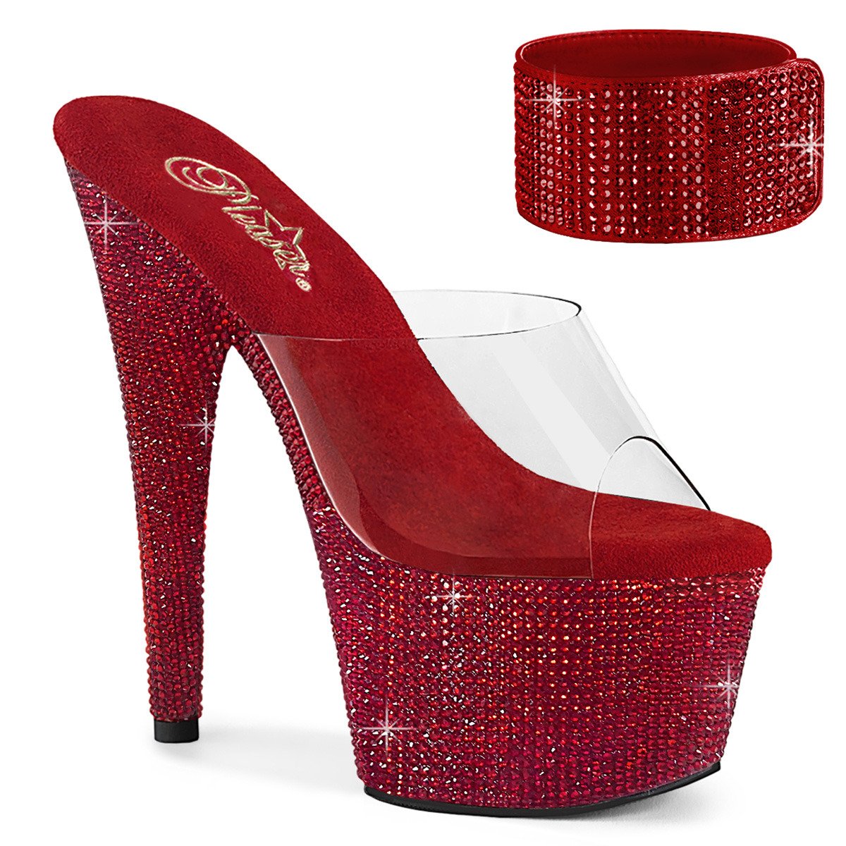Pleaser Bejeweled-712RS C/RYRRS - Průhledné sandály na vysoké platformě