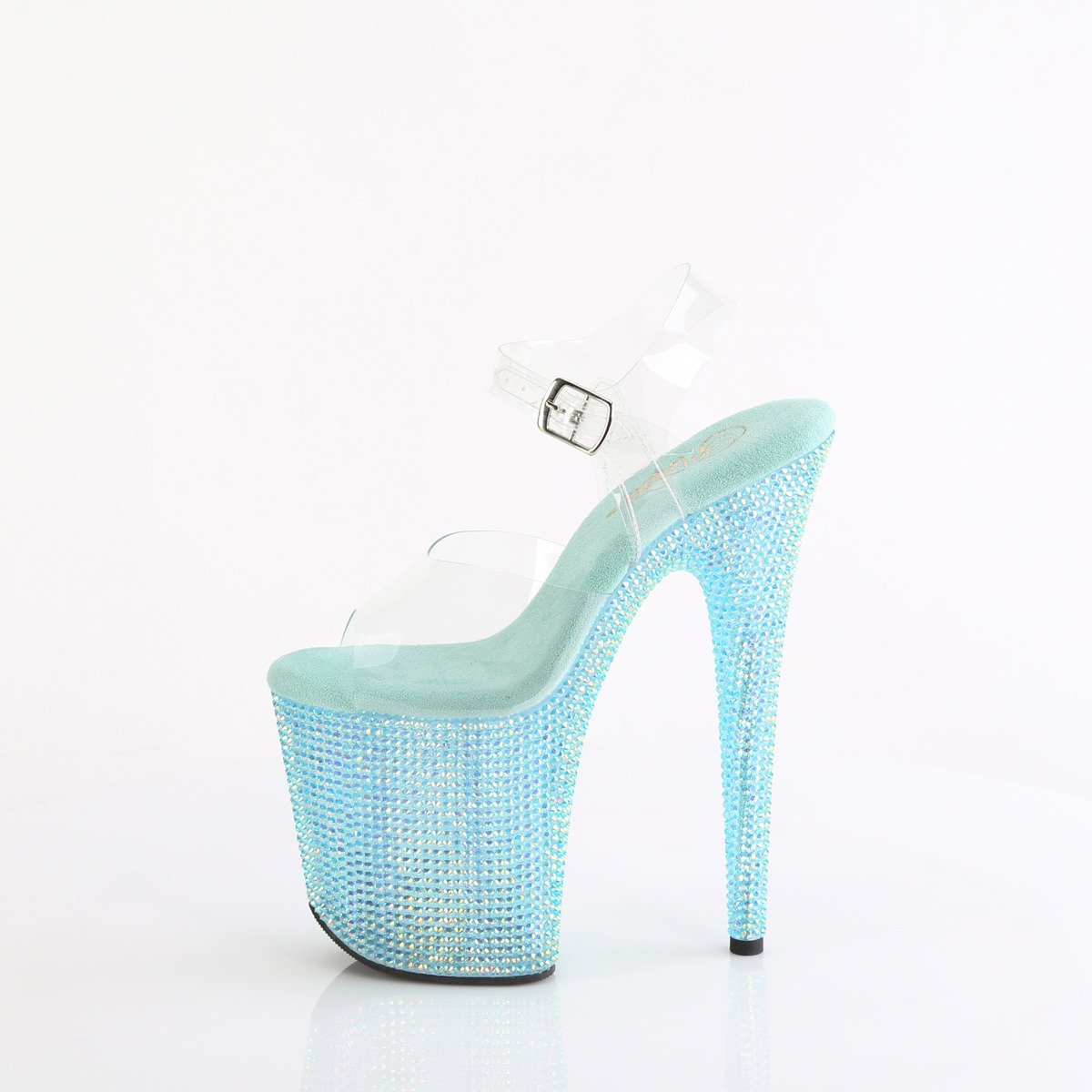 Pleaser Bejeweled-808RRS C/AGQRS - Průhledné sandály na vysoké platformě