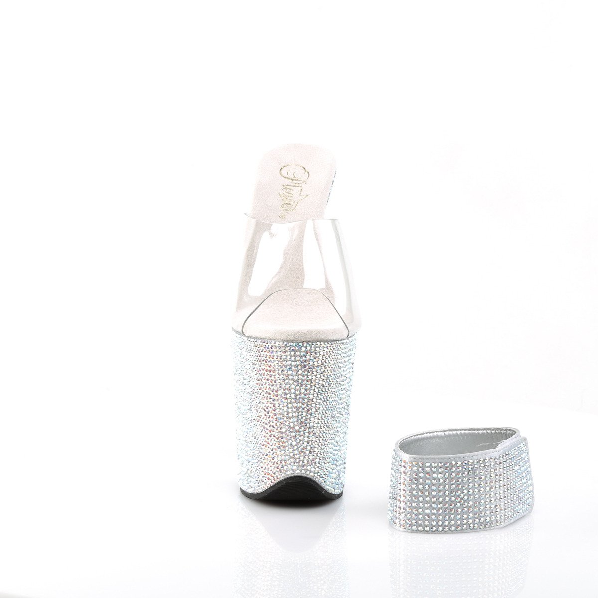 Pleaser Bejeweled-812RS C/SMCRS - Průhledné sandály na vysoké platformě