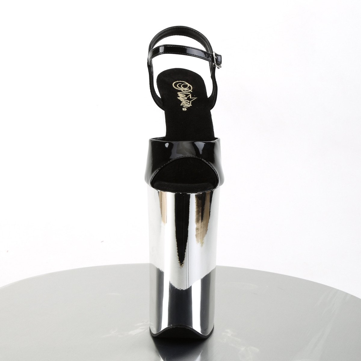 Pleaser Beyond-009 B/SCH - Lesklé černé sandály na vysoké platformě