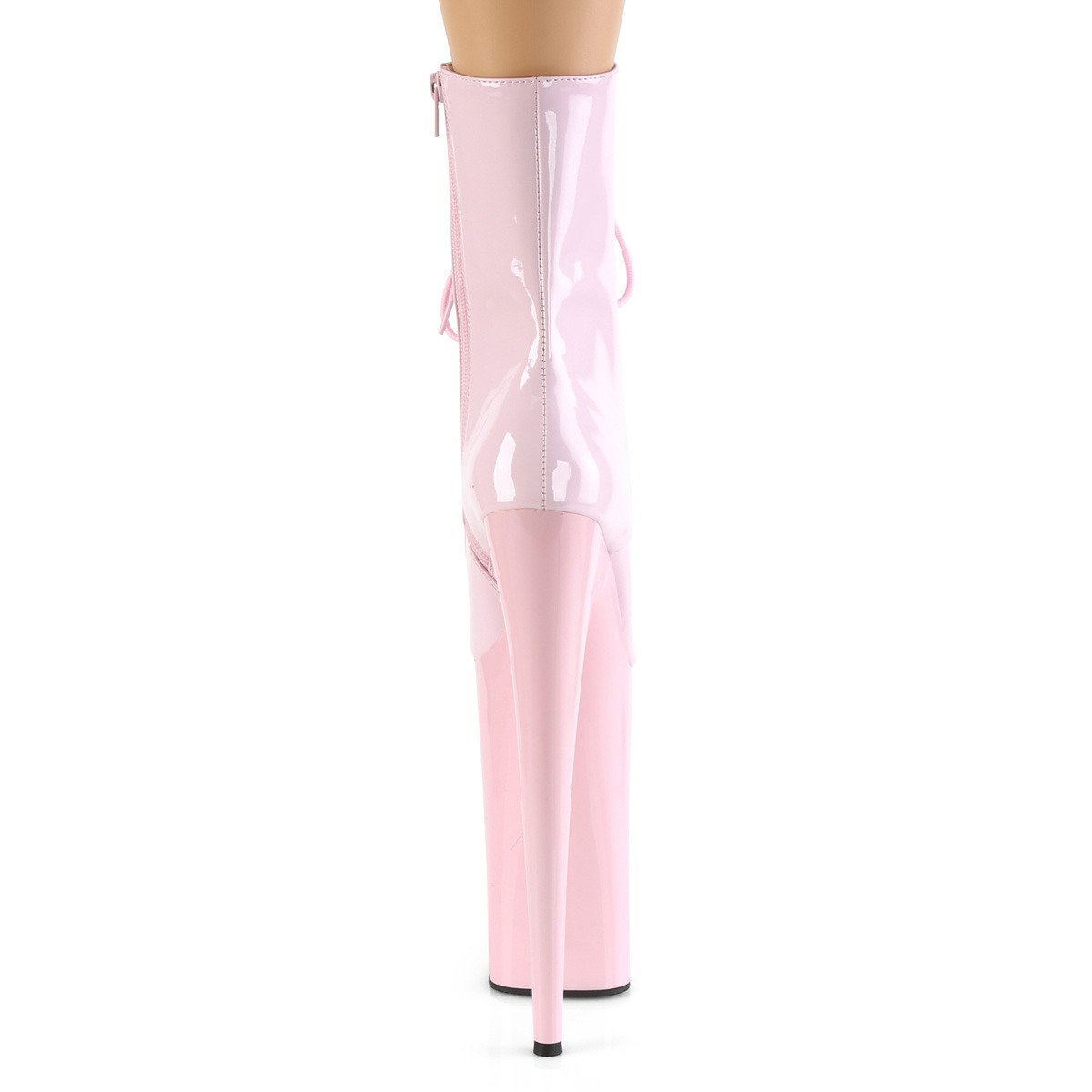 Pleaser Beyond-1020 BP/M - Lesklé růžové kotníkové kozačky na vysoké platformě