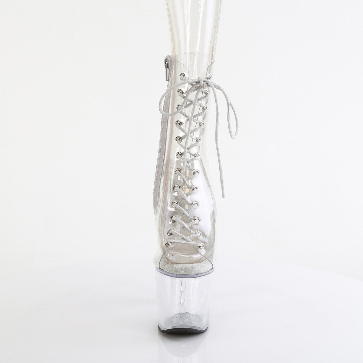 Pleaser Bliss-1016C C/M - Průhledné kozačky s otevřenou špičkou na vysoké platformě