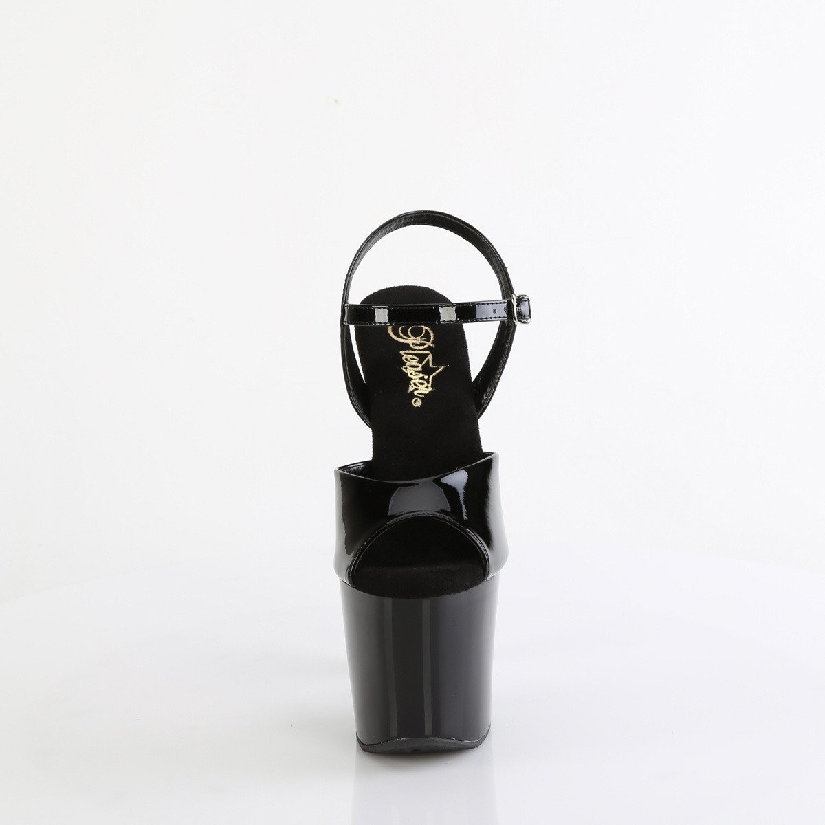 Pleaser Bliss-709 B/B-SCH - Lesklé černé sandály na vysoké platformě