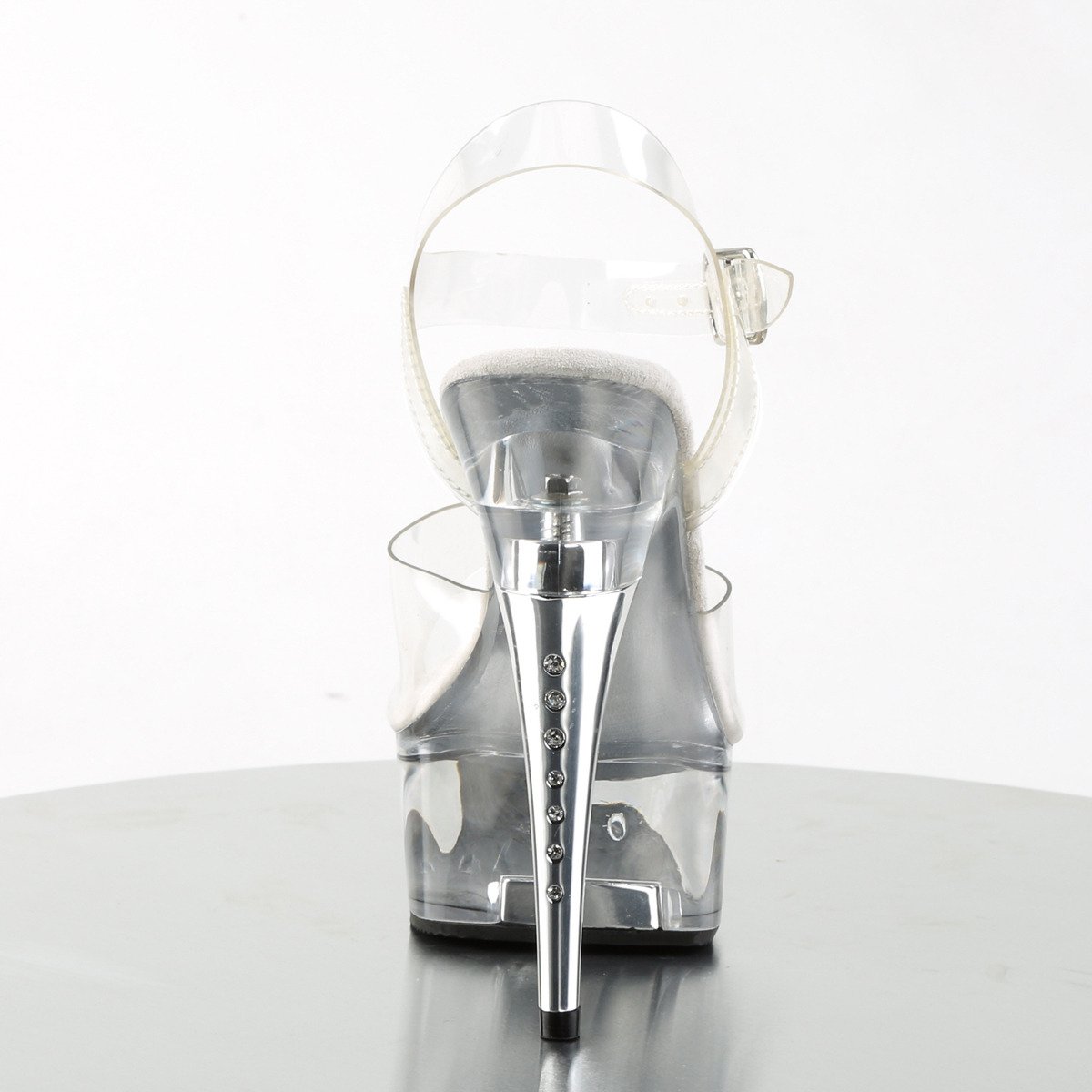 Pleaser Captiva-608 C/M - Průhledné sandály na platformě s vysokými podpatky