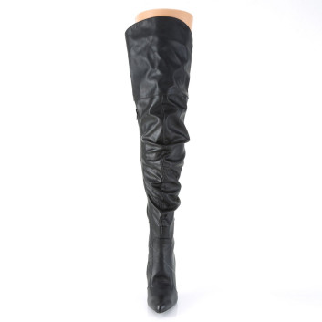 Pleaser Classique-3011 BPU - Černé kozačky nad kolena na vysokém podpatku