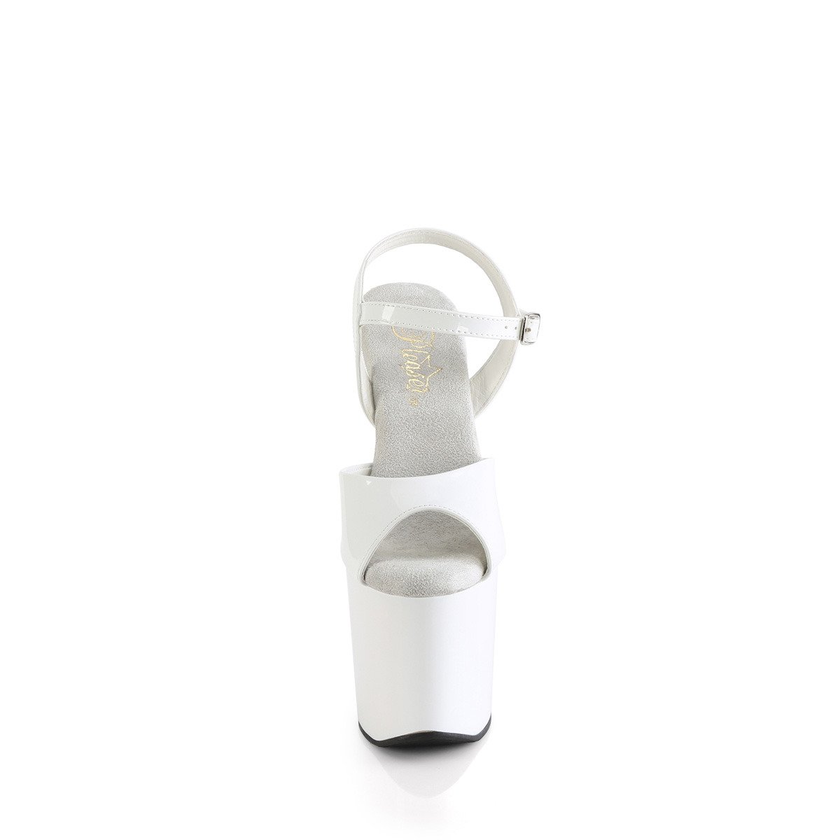 Pleaser Craze-809 W/M - Lesklé bílé fetiš bezpodpatky na vysoké platformě