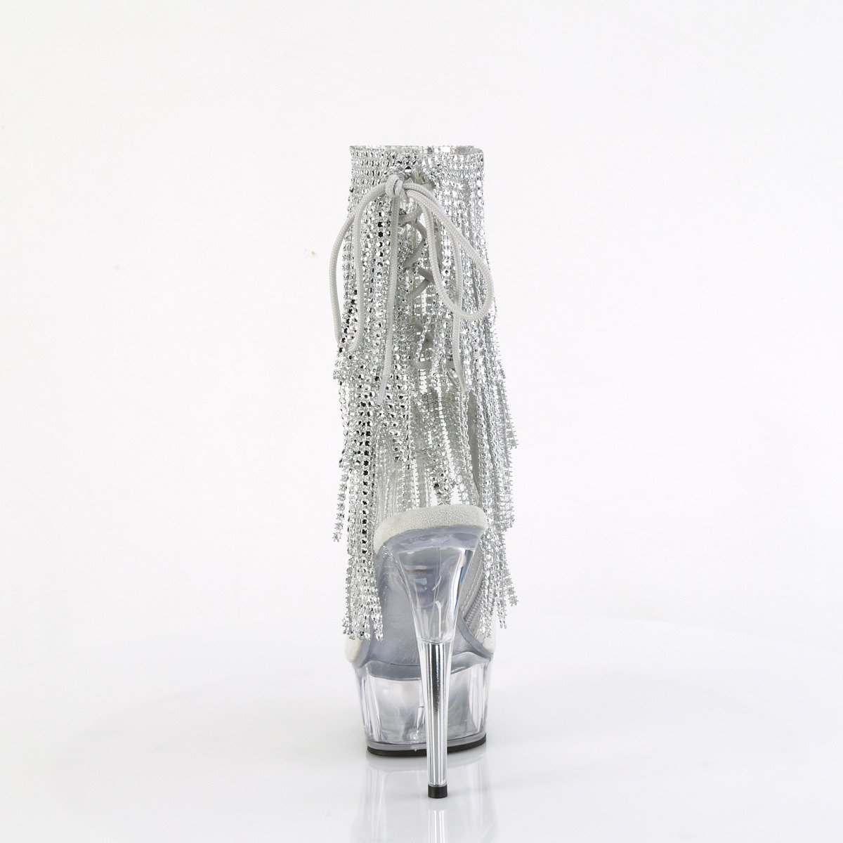 Pleaser Delight-1017RSF C-S/C - Průhledné kozačky s otevřenou špičkou na platformě s vysokými podpatky