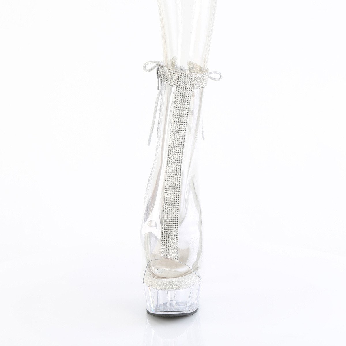 Pleaser Delight-1018C-2RS C-RS/C - Průhledné kozačky s otevřenou špičkou na platformě s vysokými podpatky