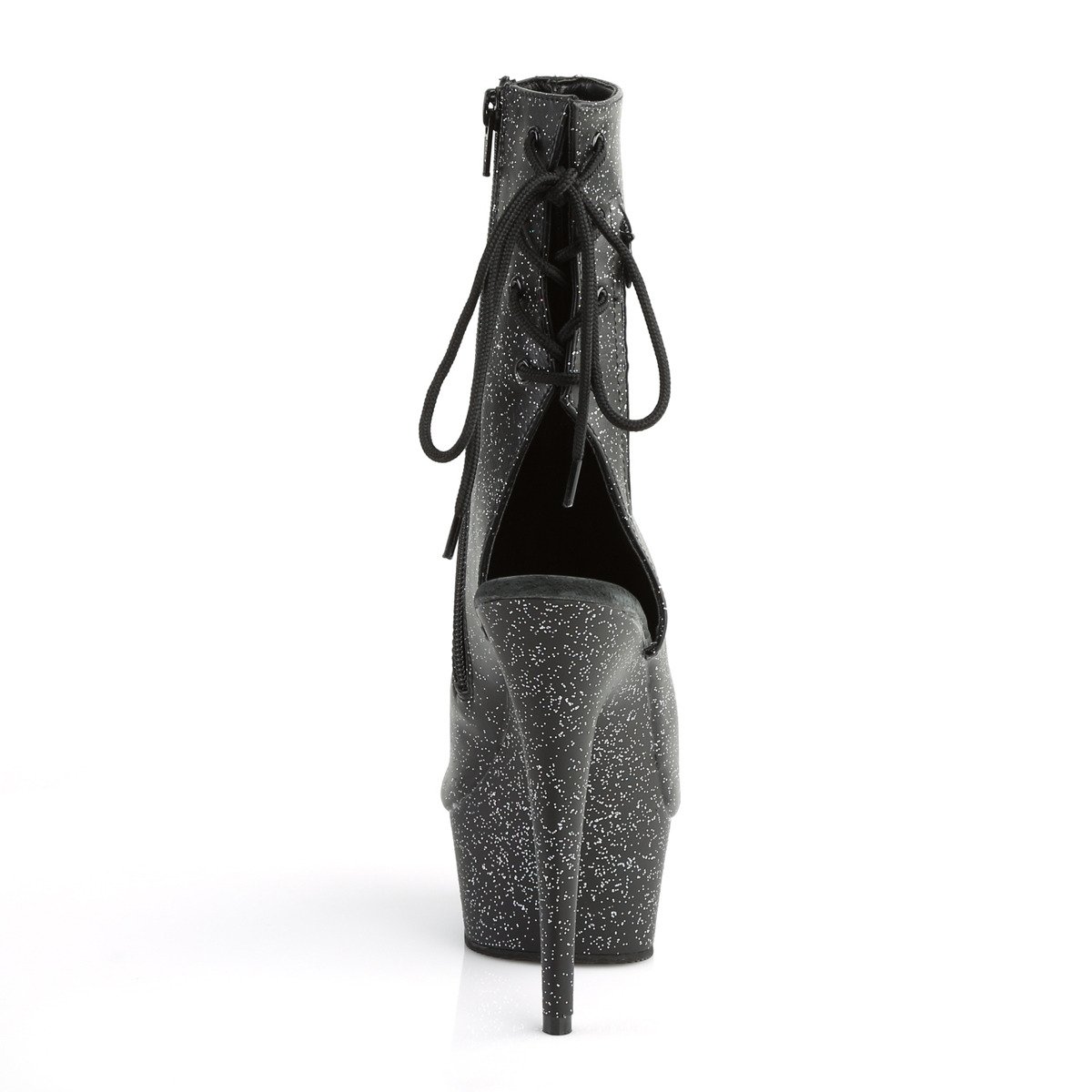 Pleaser Delight-1018MMG BPU/M - Černé kozačky s otevřenou špičkou na platformě s vysokými podpatky