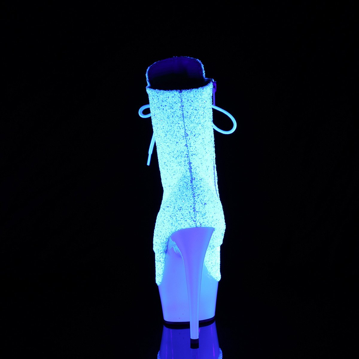 Pleaser Delight-1020LG NWMG/NW - Bílé kotníkové kozačky na platformě s vysokými podpatky