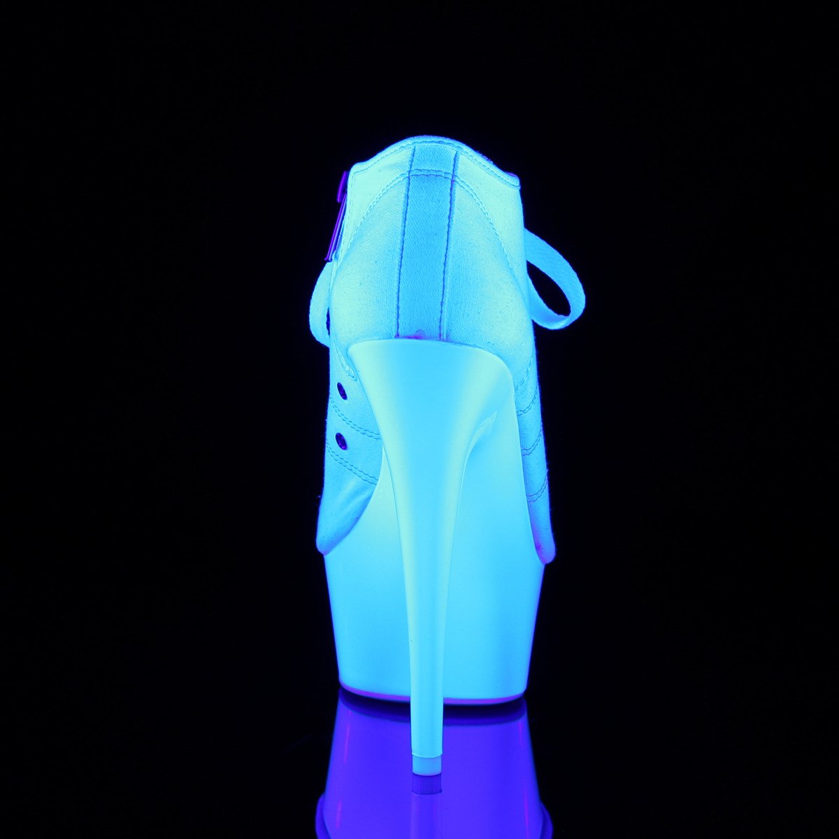 Pleaser Delight-600SK-01 WCA/NW - Bílé kozačky s otevřenou špičkou na platformě s vysokými podpatky