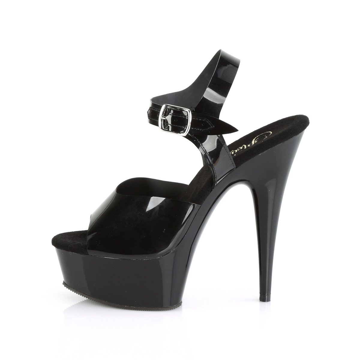 Pleaser Delight-608N BTPU/M - Černé sandály na platformě s vysokými podpatky