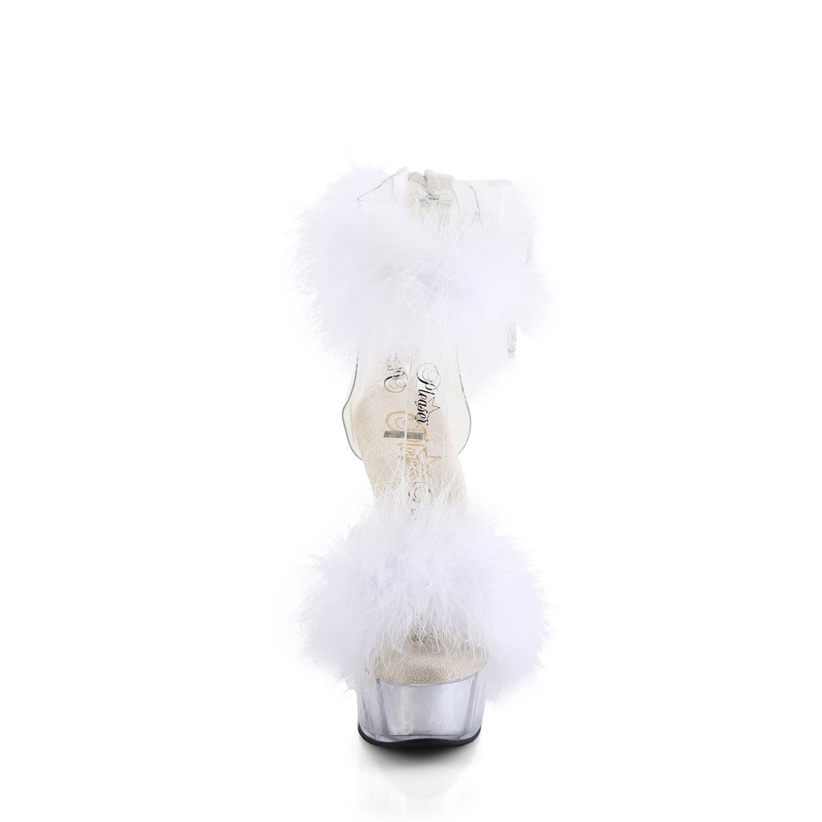 Pleaser Delight-624F C-WFUR/M - Průhledné boty s páskem přes kotník na platformě s vysokými podpatky