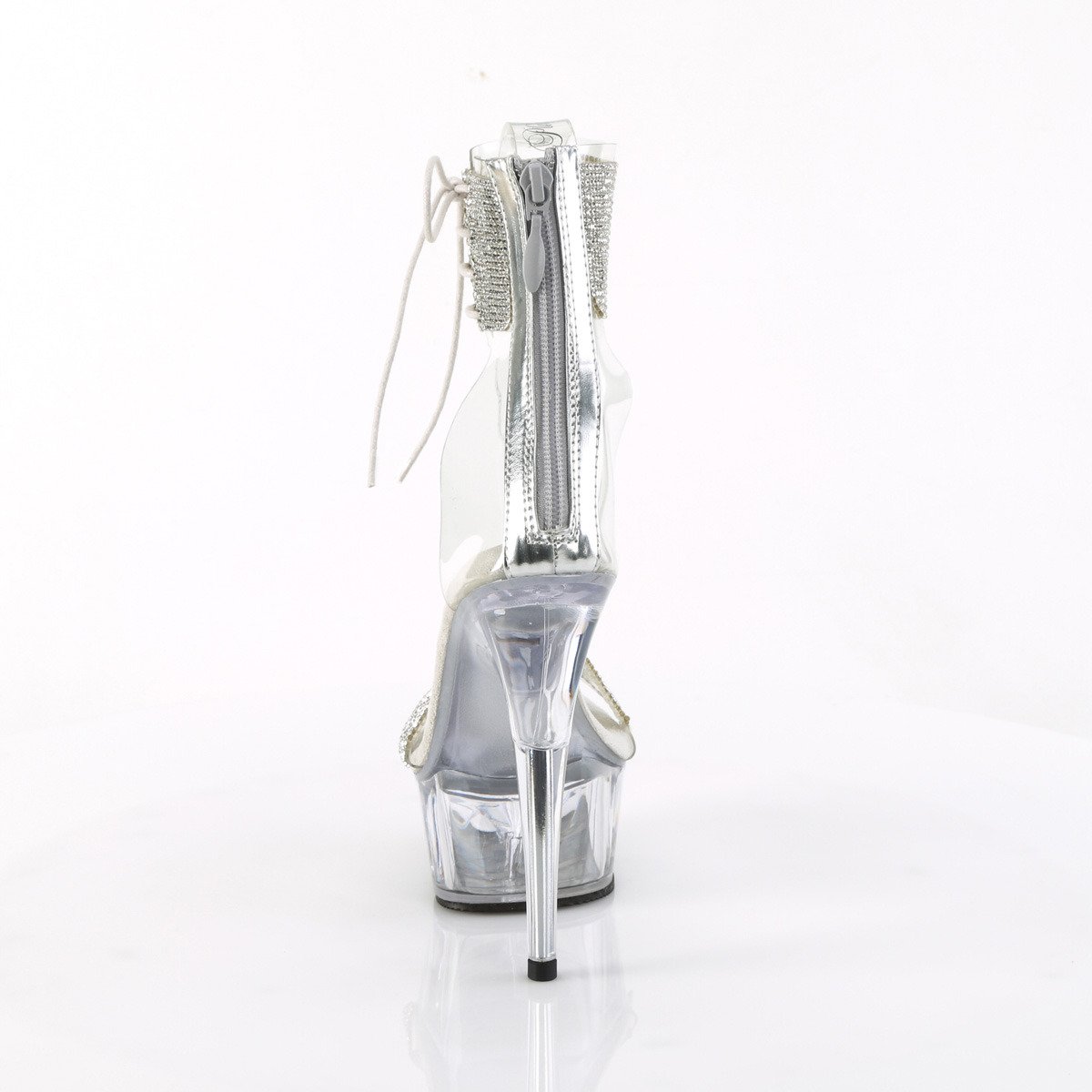 Pleaser Delight-627RS C-S/C - Průhledné boty s páskem přes kotník na platformě s vysokými podpatky