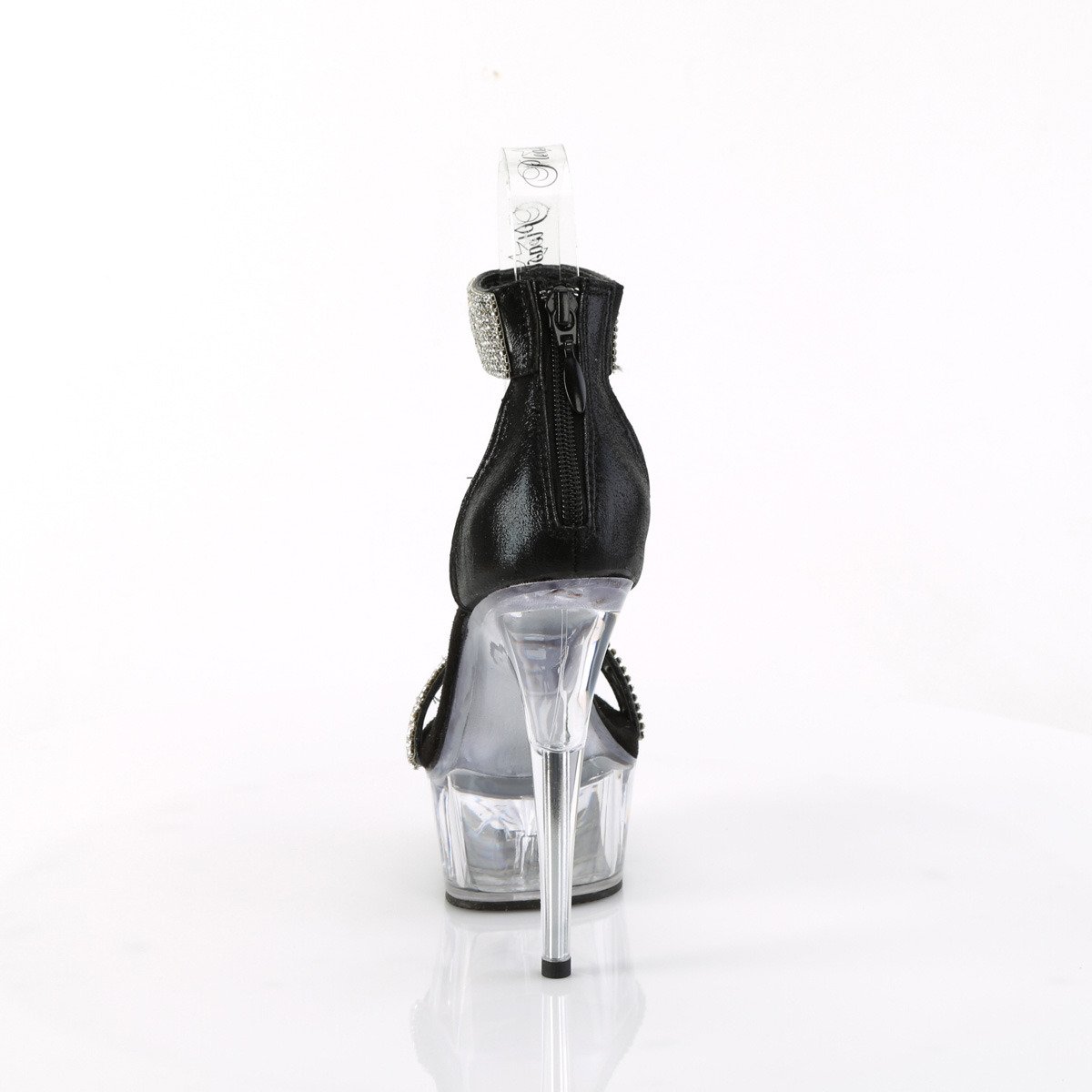 Pleaser Delight-641 BFA/C - Černé boty s páskem přes kotník na platformě s vysokými podpatky