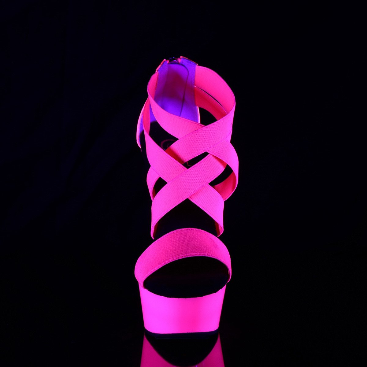Pleaser Delight-669UV NHPELS-PT/M - Růžové uv reaktivní sandály na platformě s vysokými podpatky