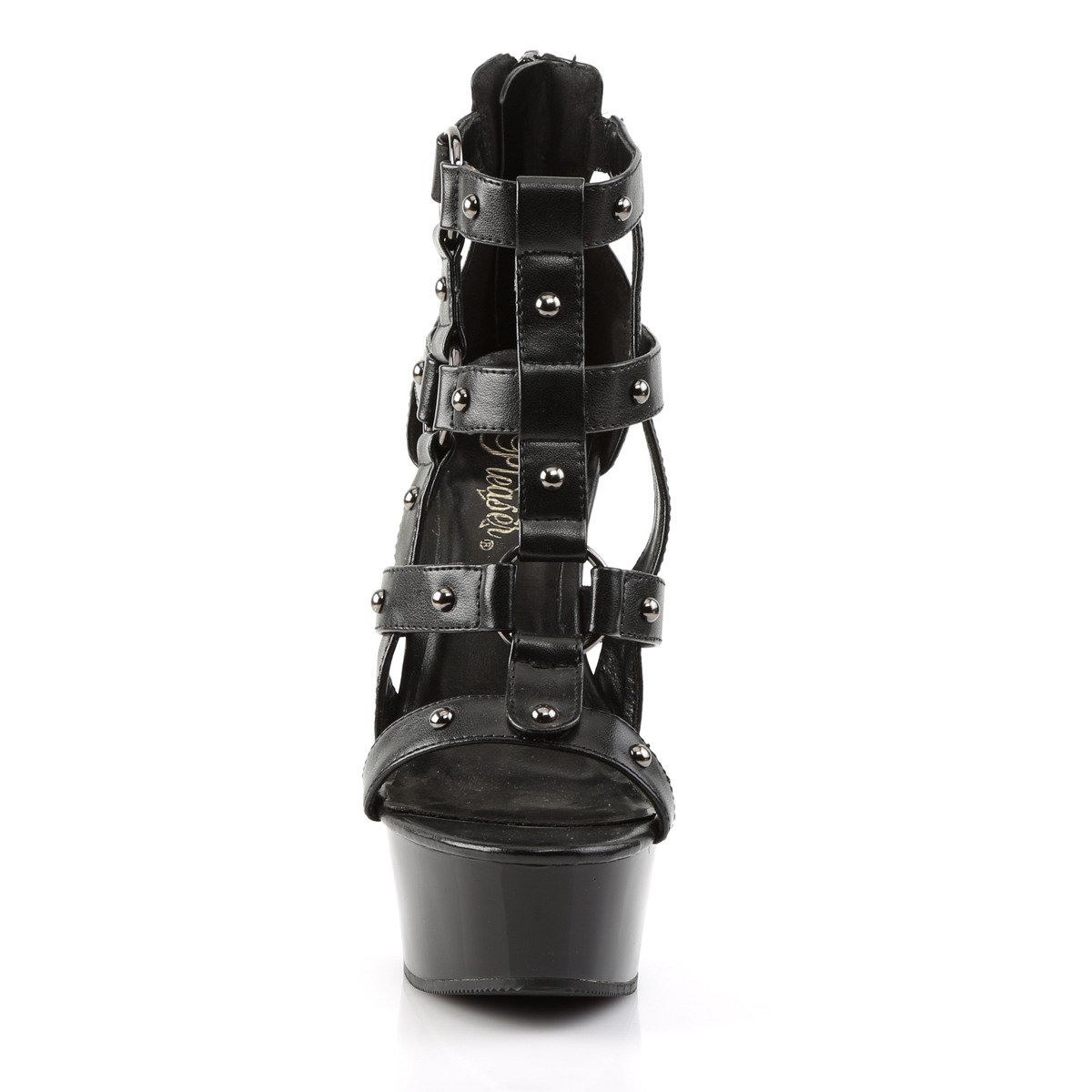 Pleaser Delight-682 BPU/M - Černé páskové sandály na platformě s vysokými podpatky