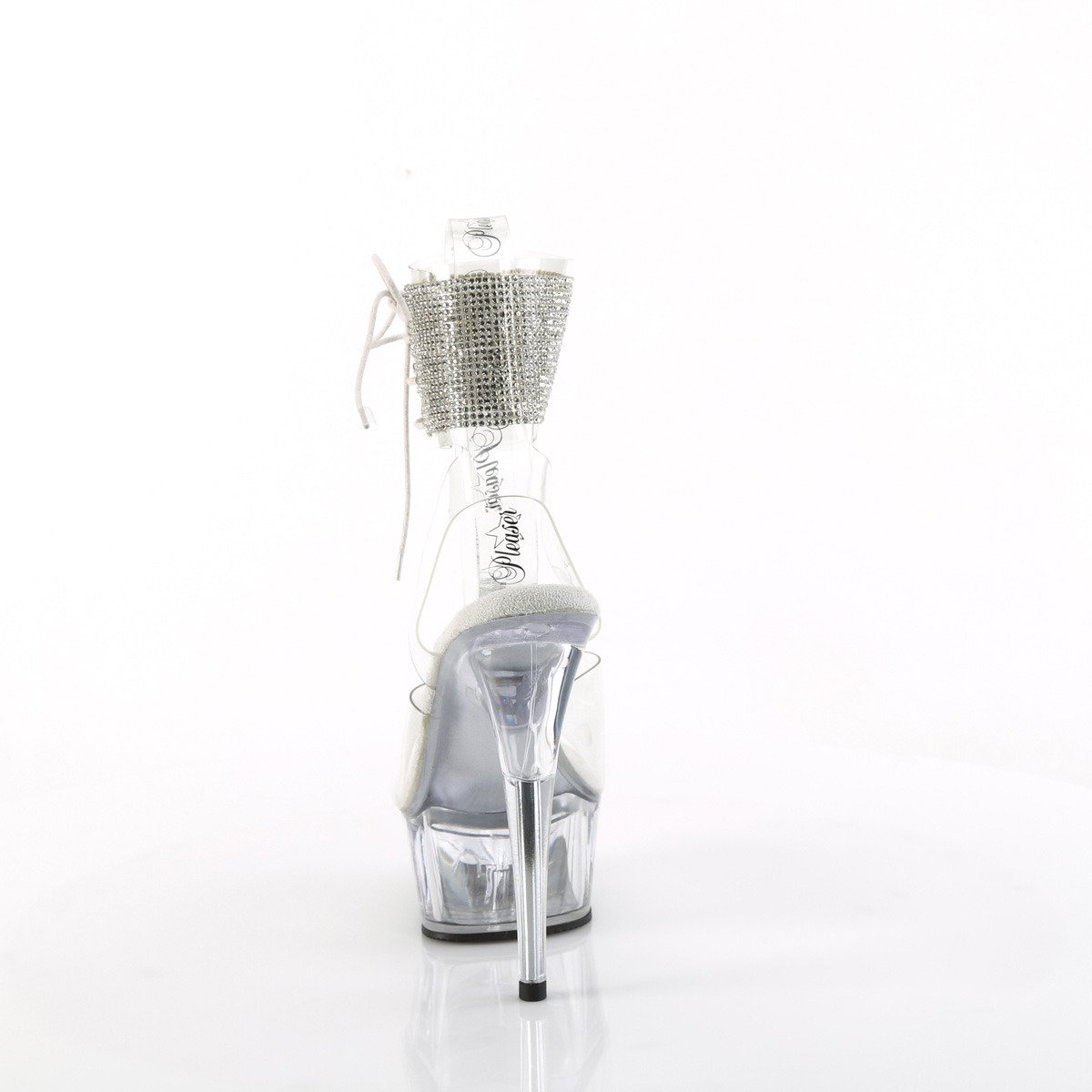 Pleaser Delight-691-2RS C/M - Průhledné boty s páskem přes kotník na platformě s vysokými podpatky