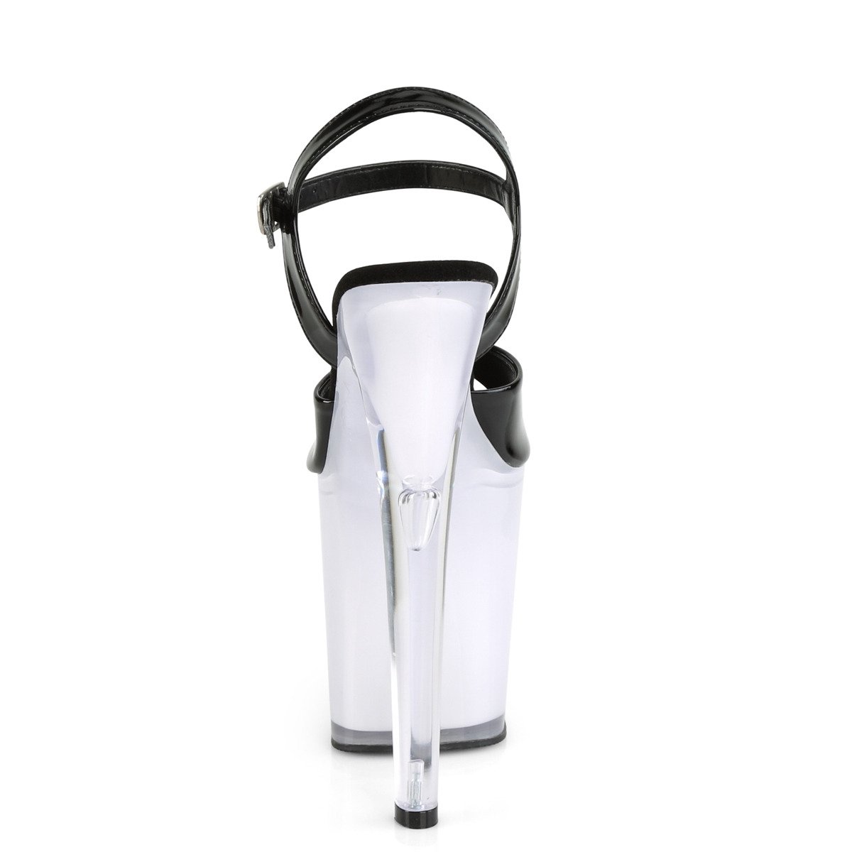 Pleaser Discolite-809 B/WGLOW - Lesklé černé svítící sandály na vysoké platformě