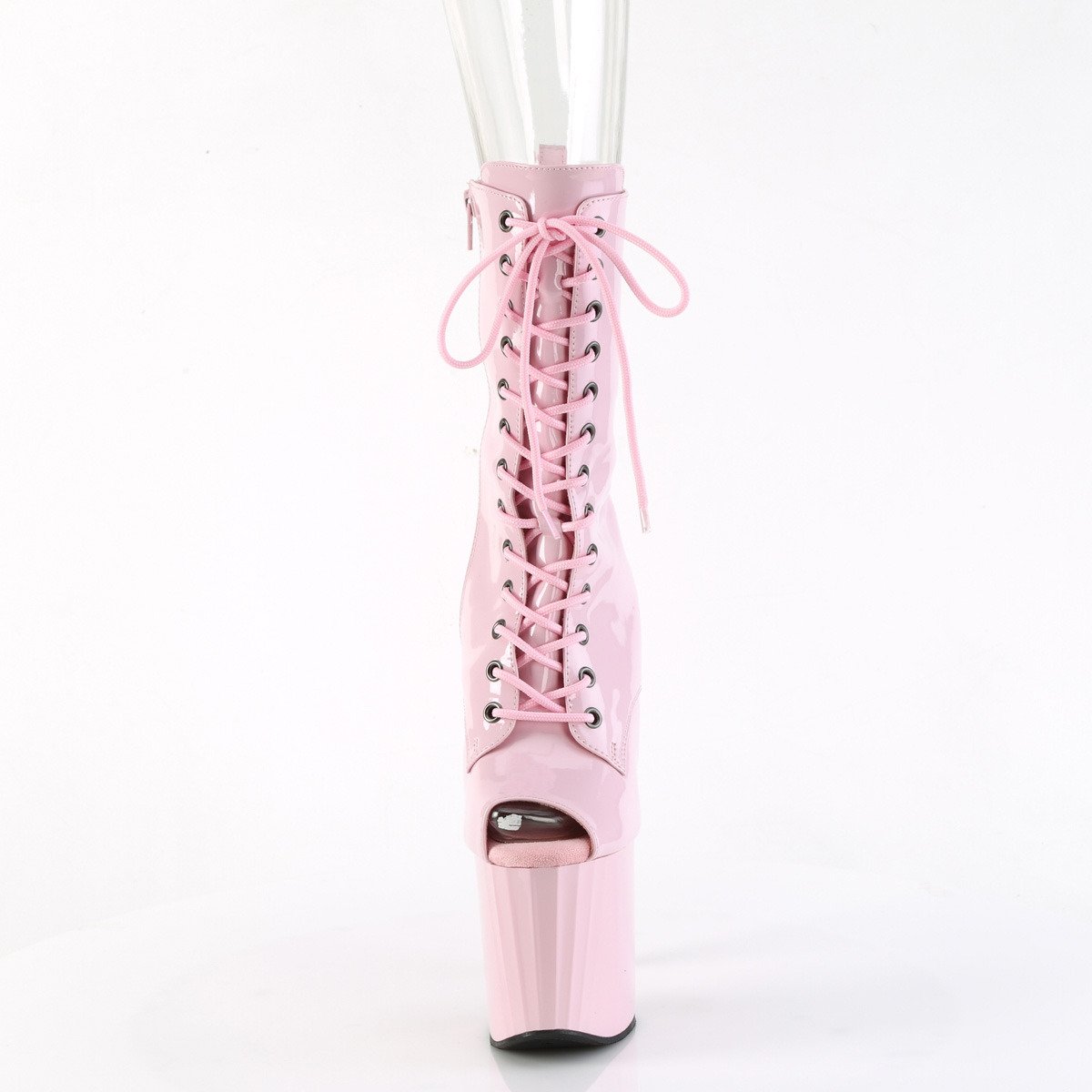 Pleaser Enchant-1041 BP/M - Lesklé růžové kotníkové kozačky na vysoké platformě