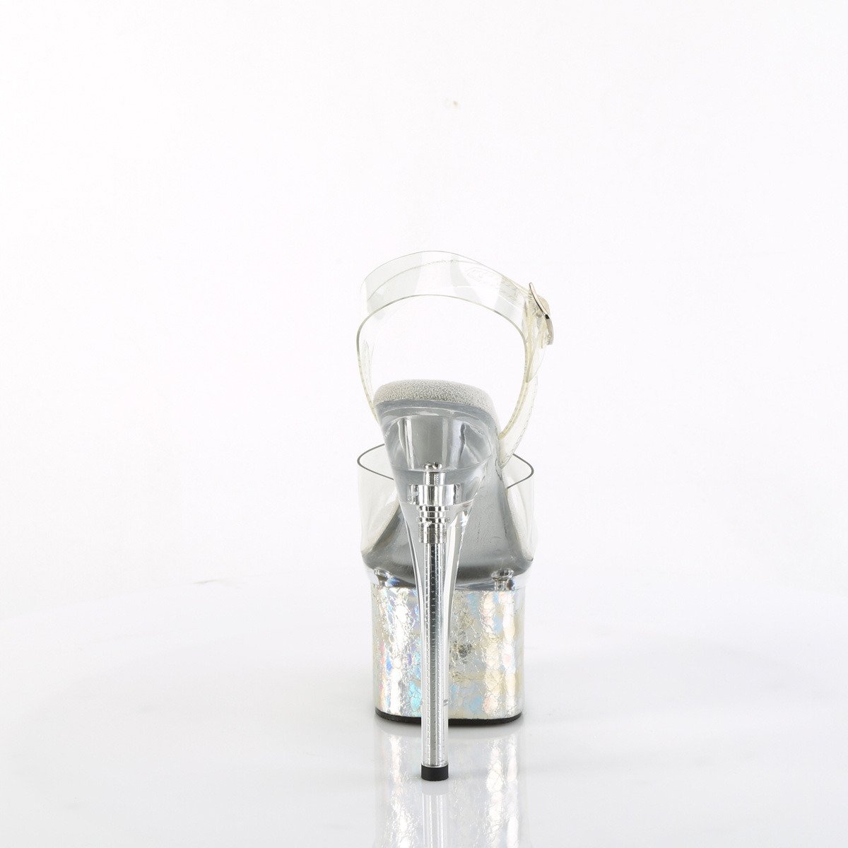 Pleaser Esteem-708CK C/C-SHG - Průhledné sandály na vysoké platformě