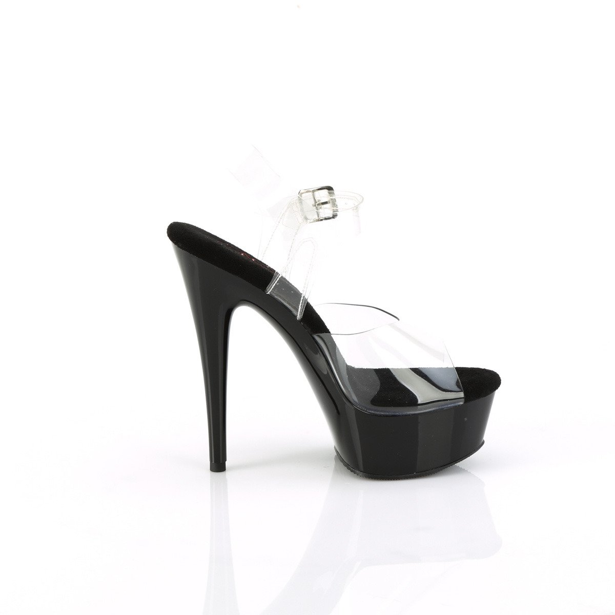 Pleaser Excite-608 C/B - Průhledné sandály na platformě s vysokými podpatky
