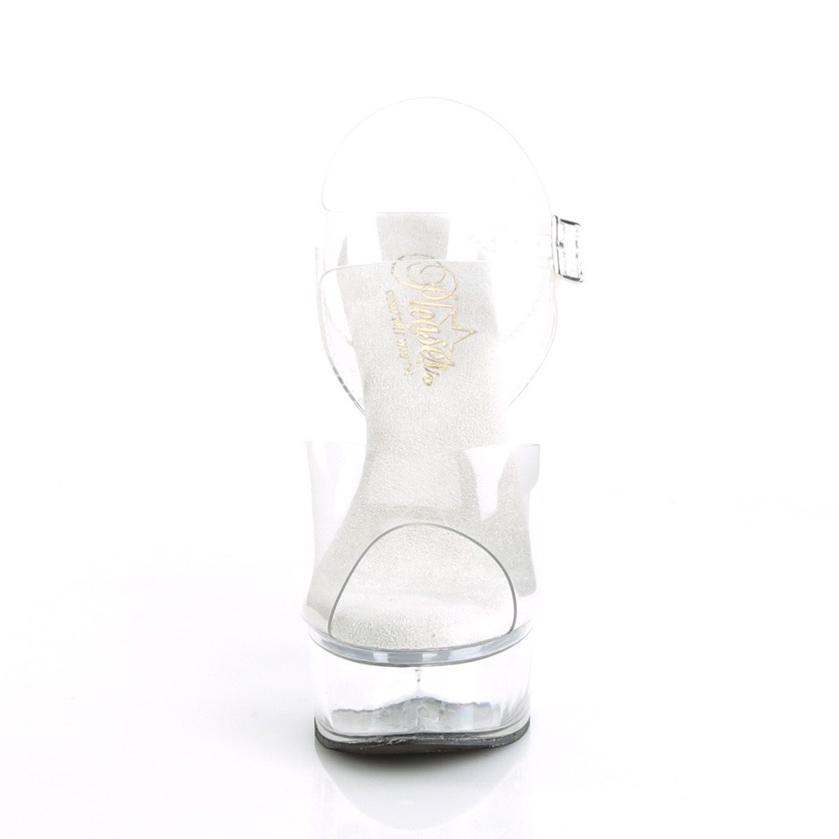 Pleaser Excite-608 C/M - Průhledné sandály na platformě s vysokými podpatky
