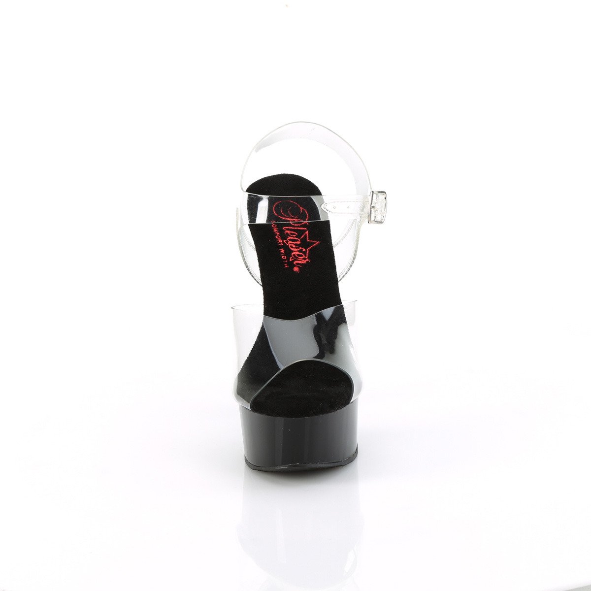 Pleaser Excite-608 C/B - Průhledné sandály na platformě s vysokými podpatky