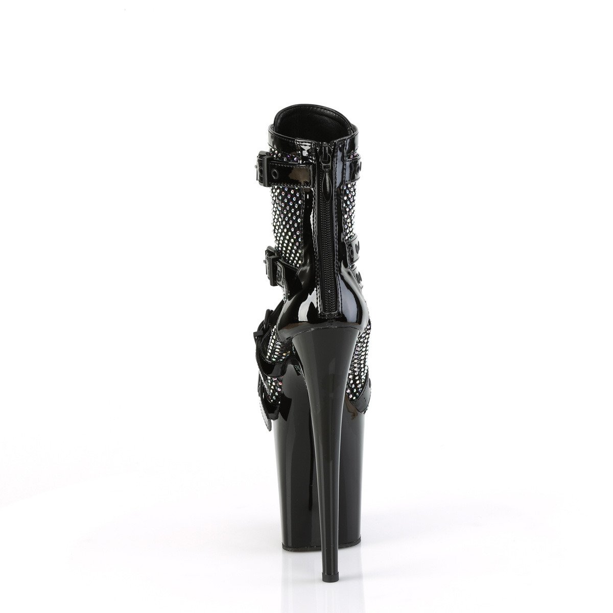 Pleaser Flamingo-1013RM B-RS/M - Lesklé černé kotníkové kozačky na vysoké platformě