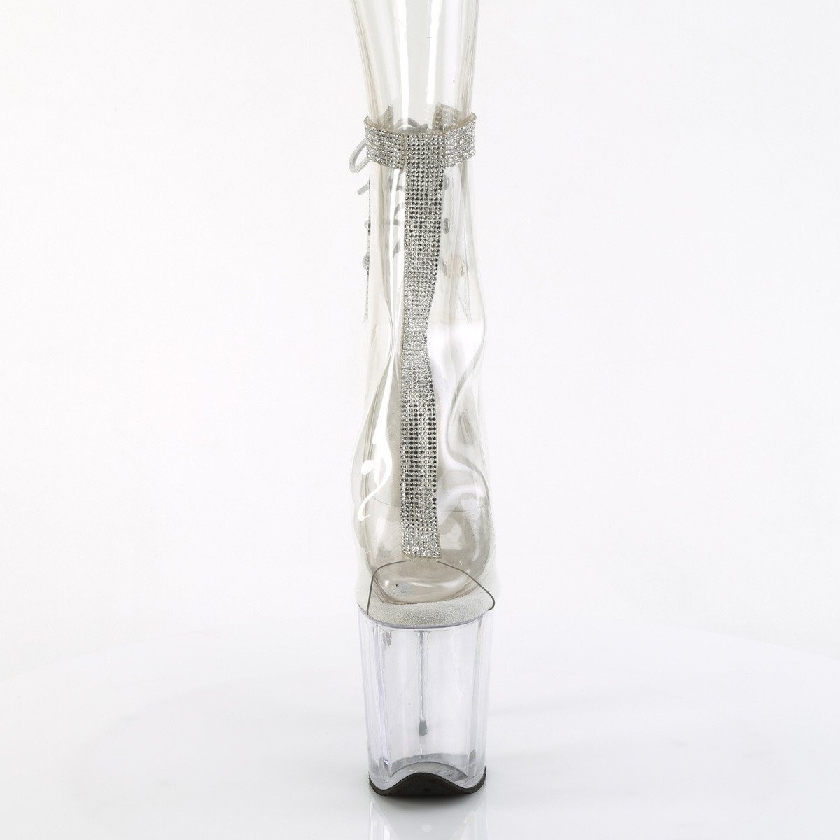 Pleaser Flamingo-1018C-2RS C-RS/C - Průhledné kozačky s otevřenou špičkou na vysoké platformě