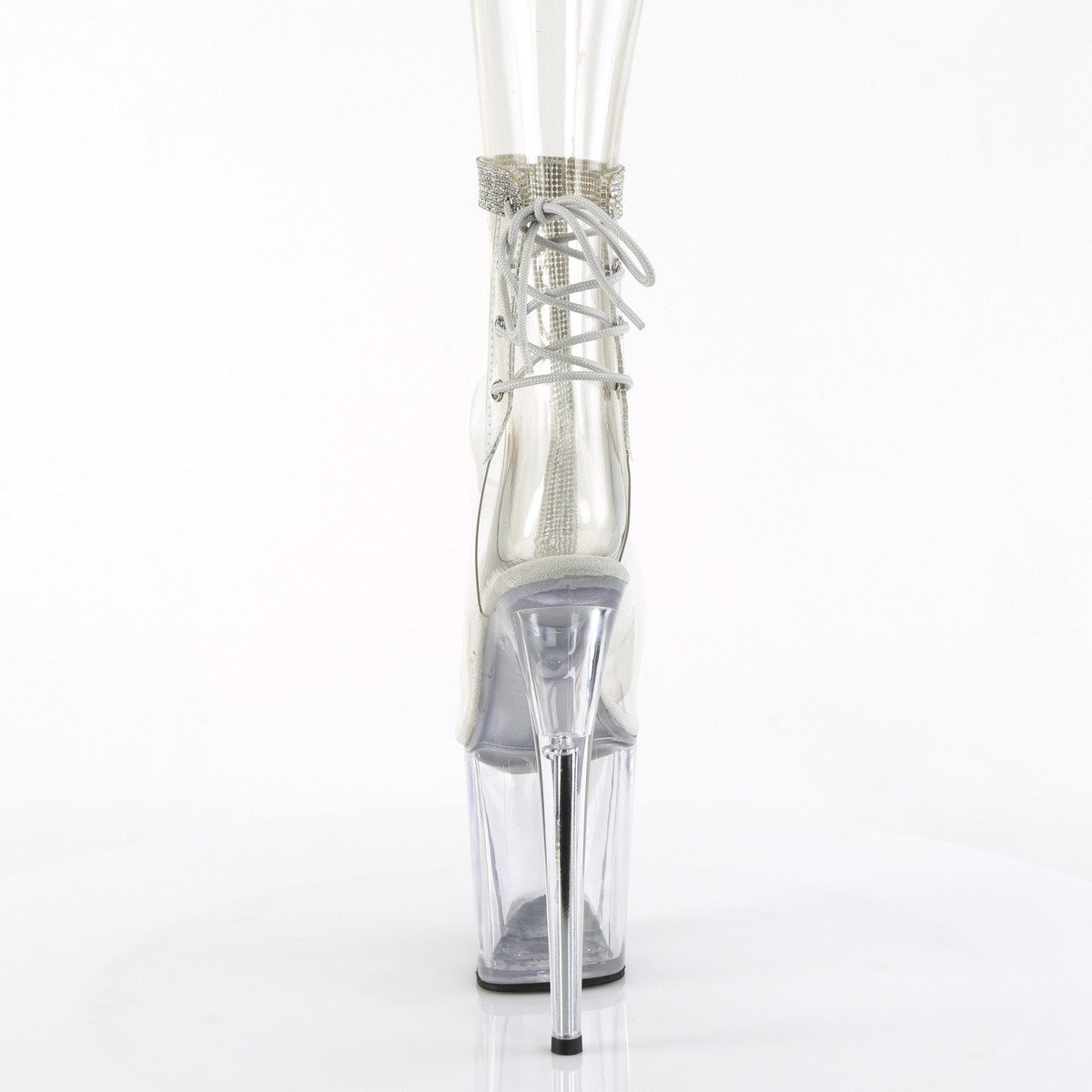 Pleaser Flamingo-1018C-2RS C-RS/C - Průhledné kozačky s otevřenou špičkou na vysoké platformě