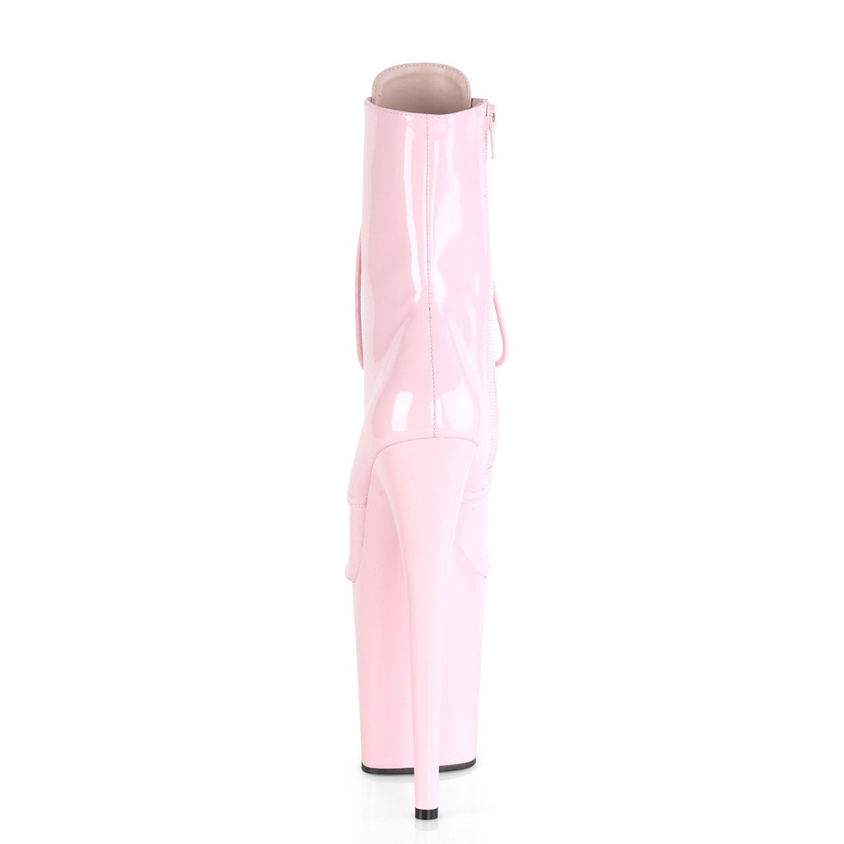 Pleaser Flamingo-1020 BP/M - Lesklé růžové kotníkové kozačky na vysoké platformě