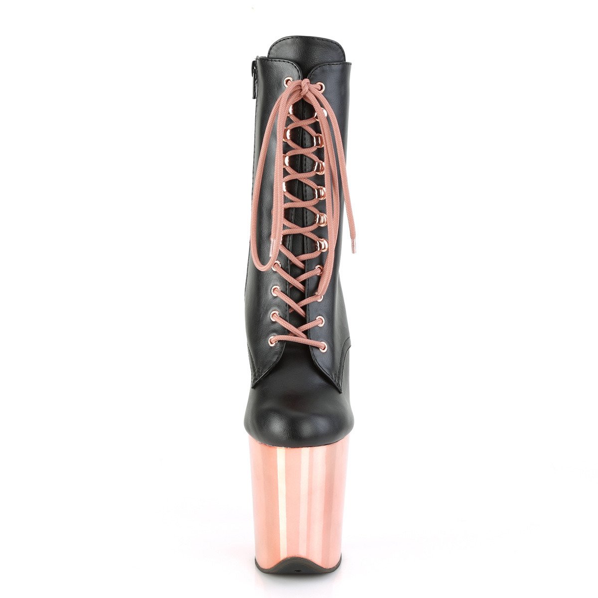Pleaser Flamingo-1020 BPU/ROGLDCH - Černé kotníkové kozačky na vysoké platformě