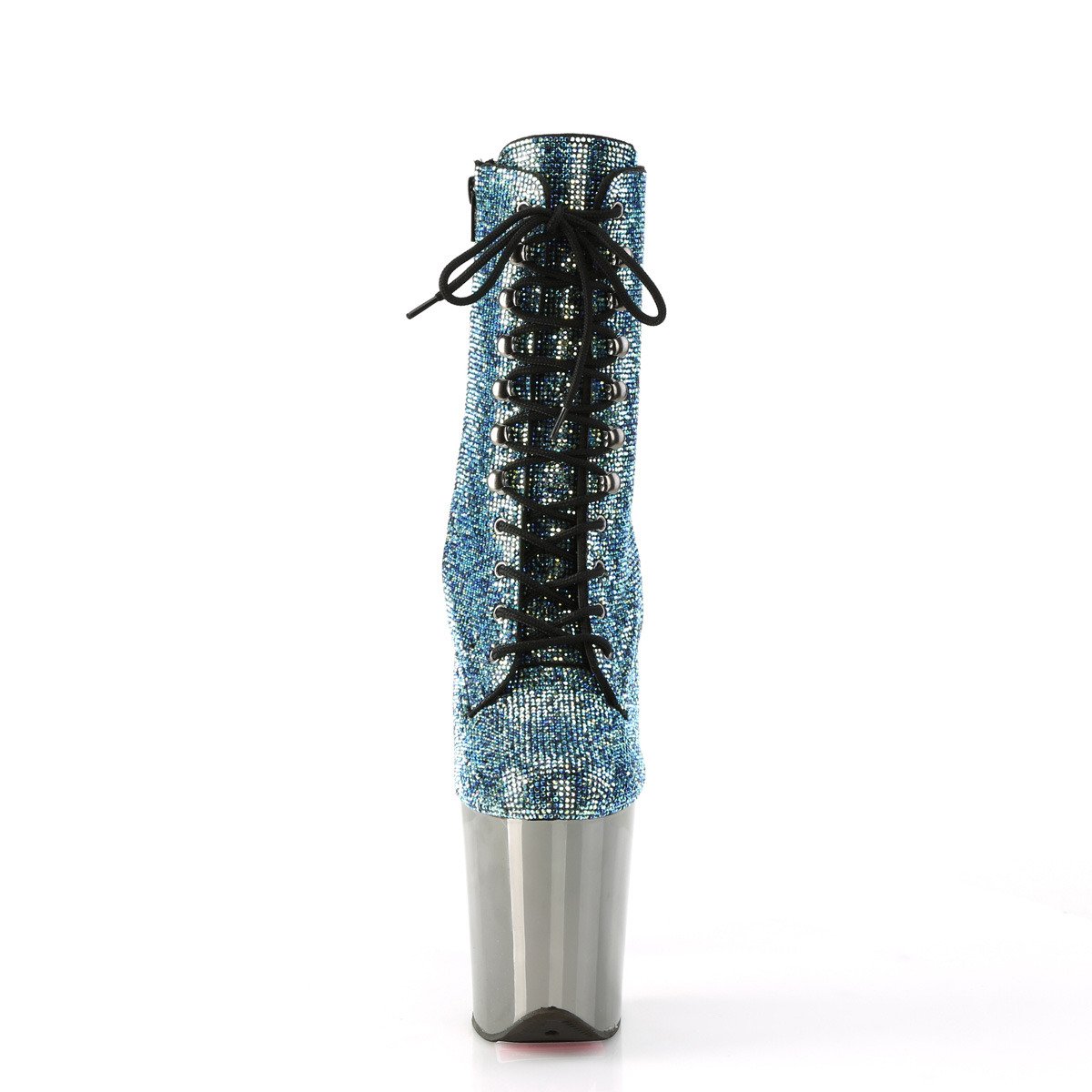 Pleaser Flamingo-1020CHRS TUR/PCH - Tyrkysové kotníkové kozačky na vysoké platformě